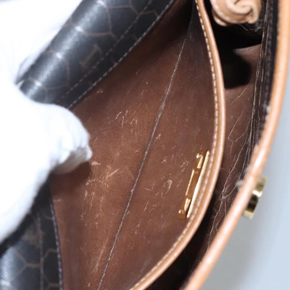 Christian Dior Honeycomb Canvas Shoulder Bag PVC Black Gold Auth BA558 - Picture 12 of 16